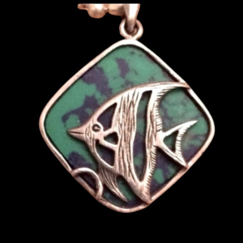 Vintage sterling silver fish pendant choker
